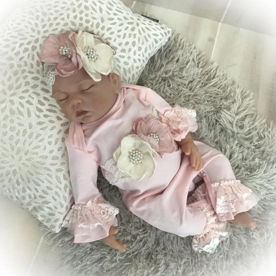 Newborn Girl Coming Home Gift, Pink Lace Ruffle Romper, Baby Girl First Photo Outfit - Etsy | Etsy (US)
