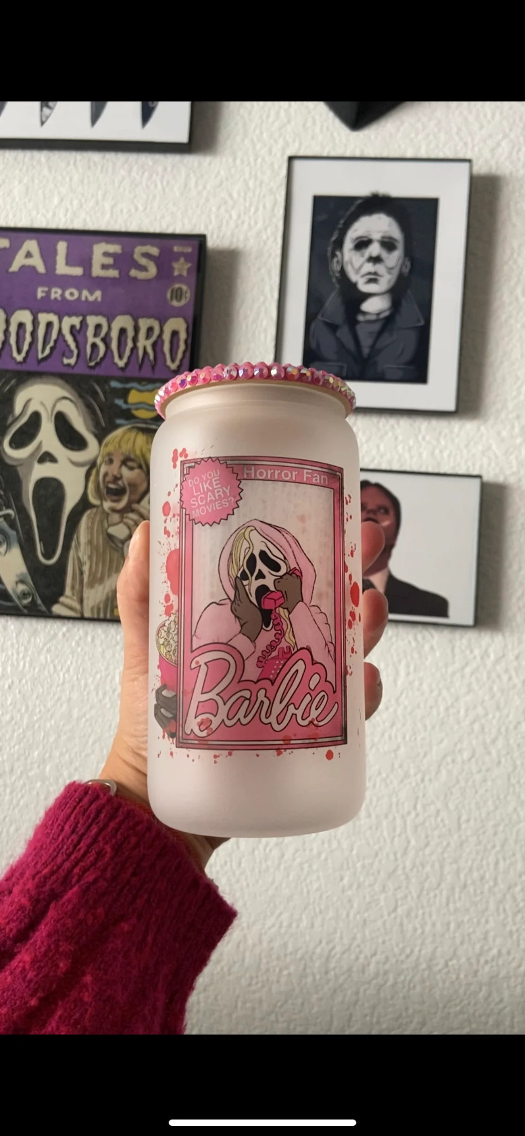 Barbie Ghostface Frosted Glass Cup Scream Glass Cup - Etsy | Etsy (US)