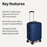 Amazon Basics 21" Hardside Carry-On Luggage with Multi-directional Wheels, Expandable for Up to 2... | Amazon (US)