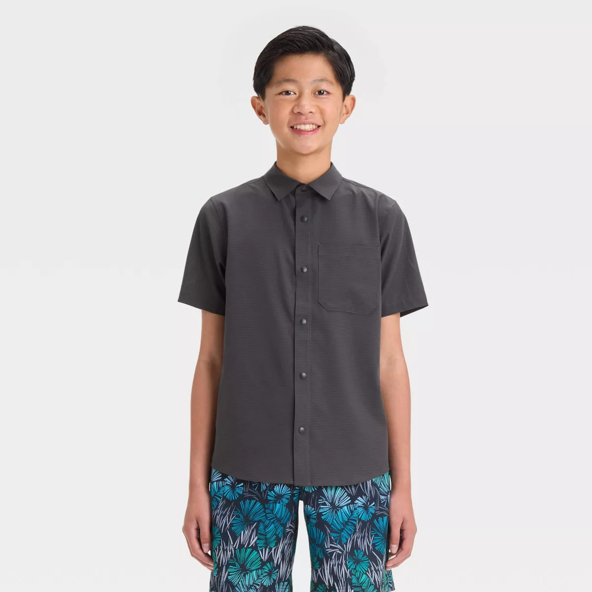 Boys' Textured Woven Shirt - All In Motion™ North Green S | Target
