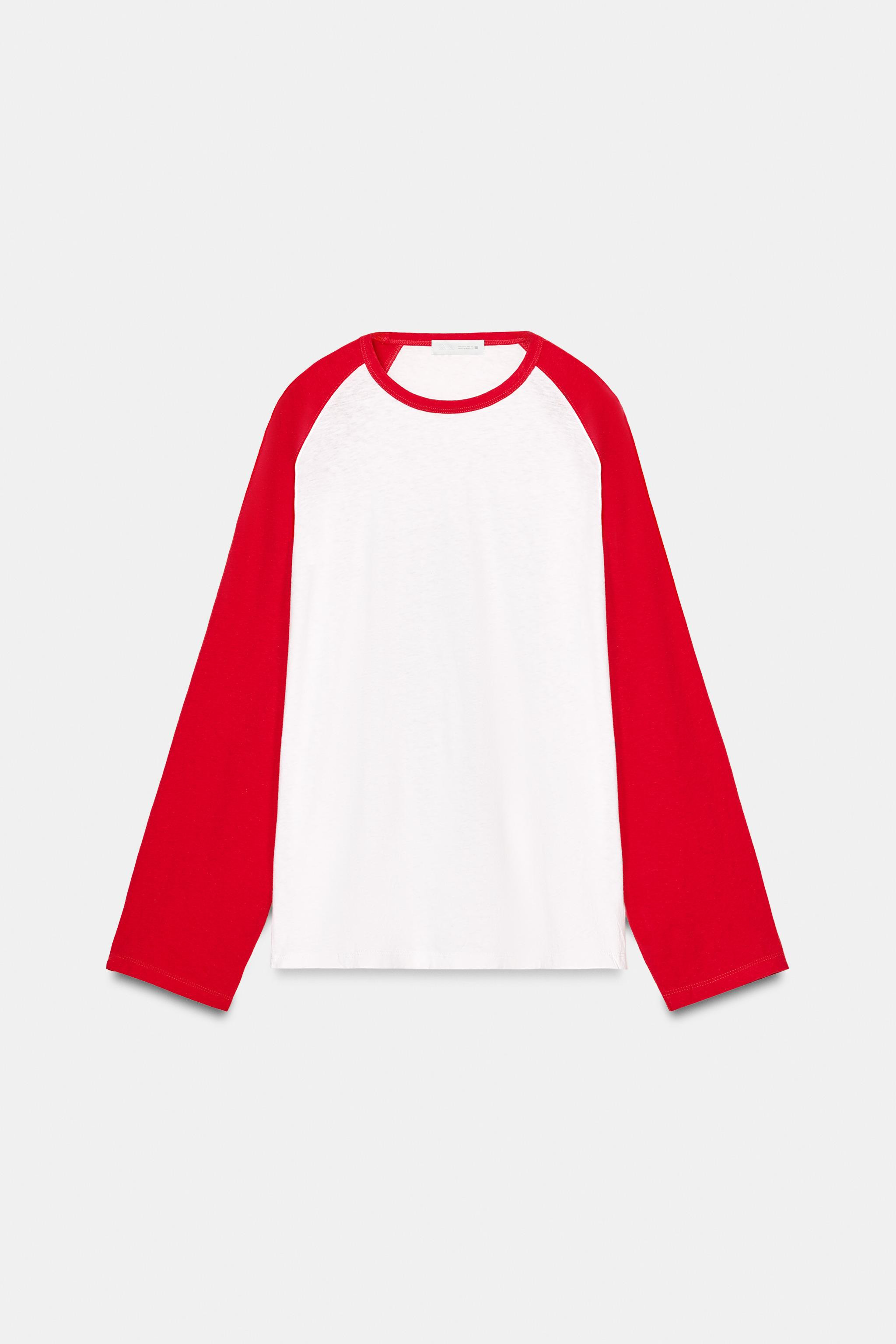 CONTRAST LONG SLEEVE T-SHIRT | Zara Canada