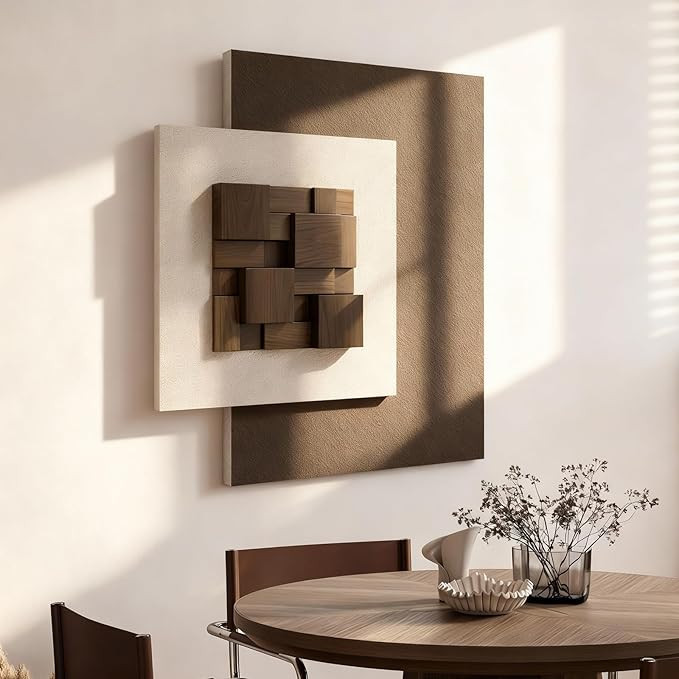 Vaskuro Extra Large 3D Wood Textured Neutral Art, Modern Minimalist Abstract Artwork for Living D... | Amazon (US)