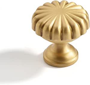 DAIRAZAN Brushed-Gold Drawer Cabinet Knobs - 5 Pack Solid Brass Handles Hardware for Dresser Kitc... | Amazon (US)