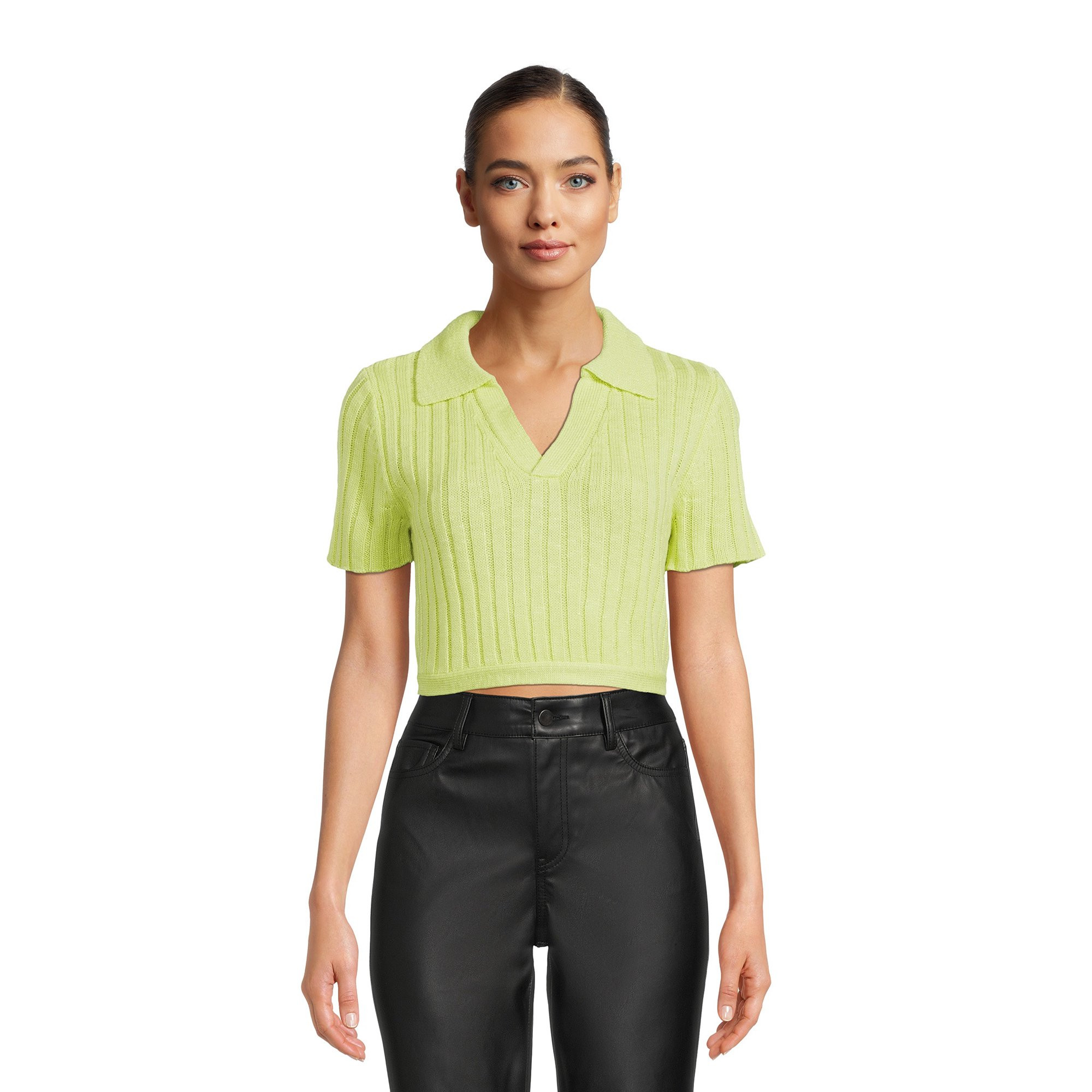Madden NYC Juniors Cropped Tie Back Polo Top | Walmart (US)