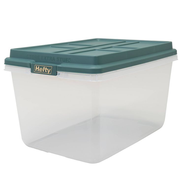 Hefty 72qt Hi-Rise Storage Box with Green Lid | Target