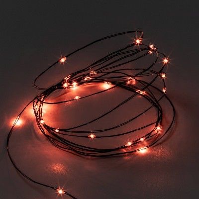 30ct LED Battery Operated Halloween Dewdrop Fairy String Lights Orange - Hyde & EEK! Boutique™ | Target