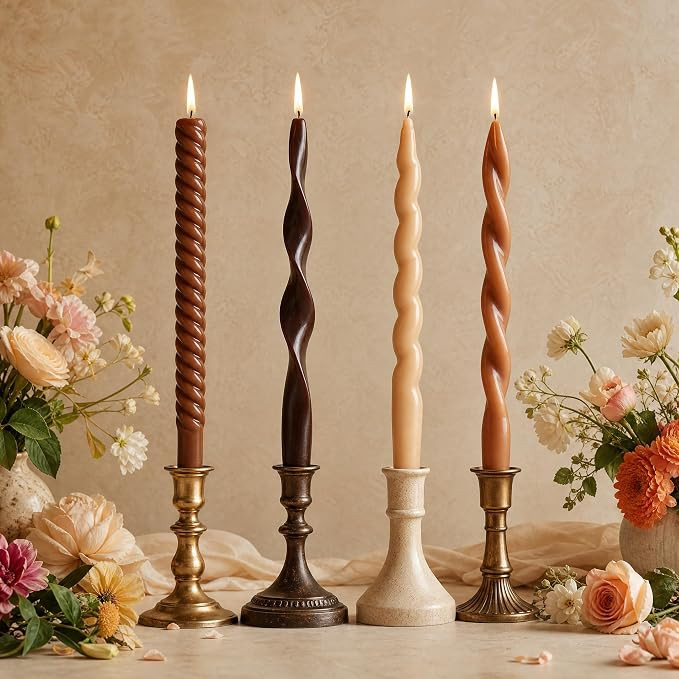 4 Pack Twisted Taper Candles Unscented Dripless Spiral Candlesticks Smokeless Swirl Wax Colorful ... | Amazon (US)