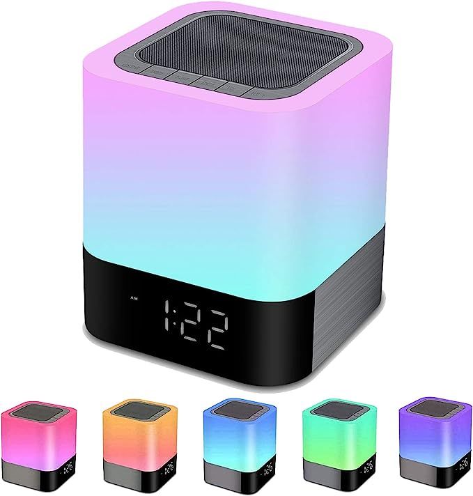 Bluetooth Speaker Night Lights, Alarm Clock Bluetooth Speaker MP3 Player, Touch Control Bedside l... | Amazon (US)