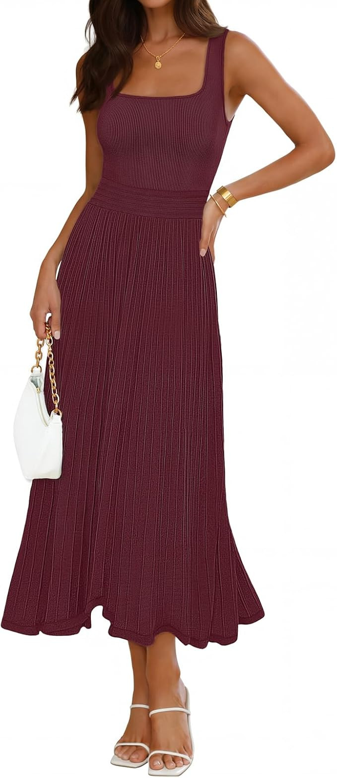MEROKEETY Women's Summer Midi Dress 2026 Spring Sleeveless Pleated A Line Casual Business Work Co... | Amazon (US)