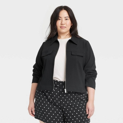 Women's Zipper Jacket - A New Day™ Black 1X | Target
