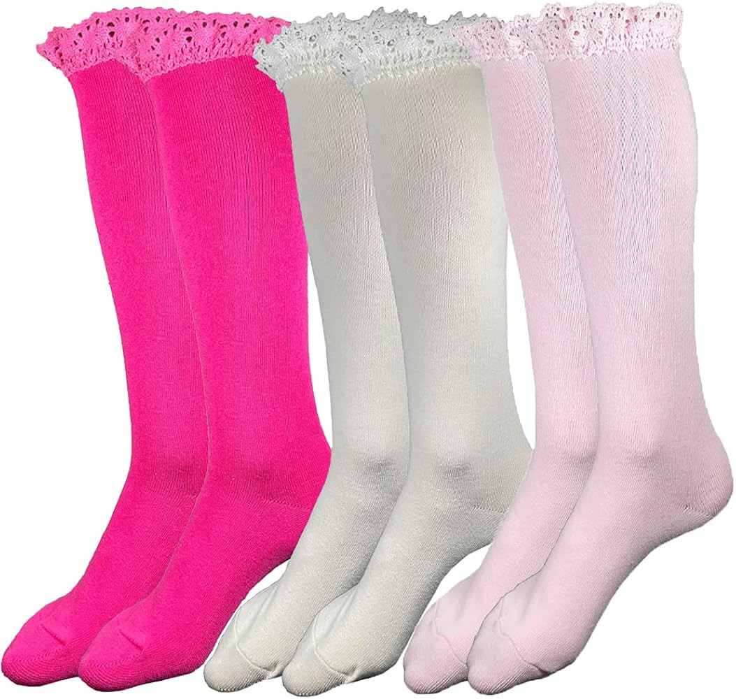juDanzy Baby and Girls Knee High Lace Top Socks | Amazon (US)