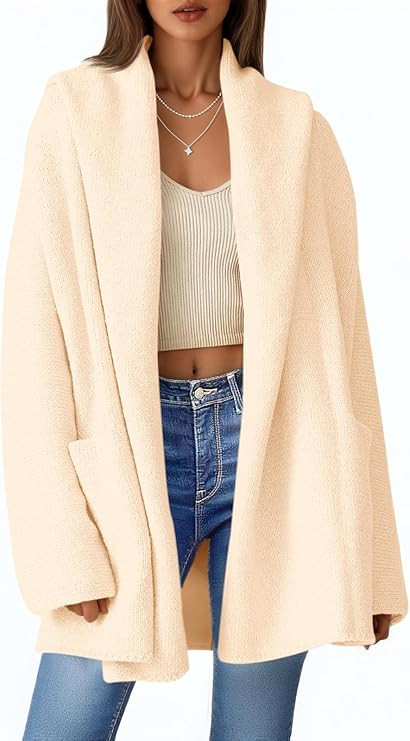 Saodimallsu Womens Open Front Knit Cardigans Oversized 2025 Fall Lapel Hooded Long Sweater Coats ... | Amazon (US)
