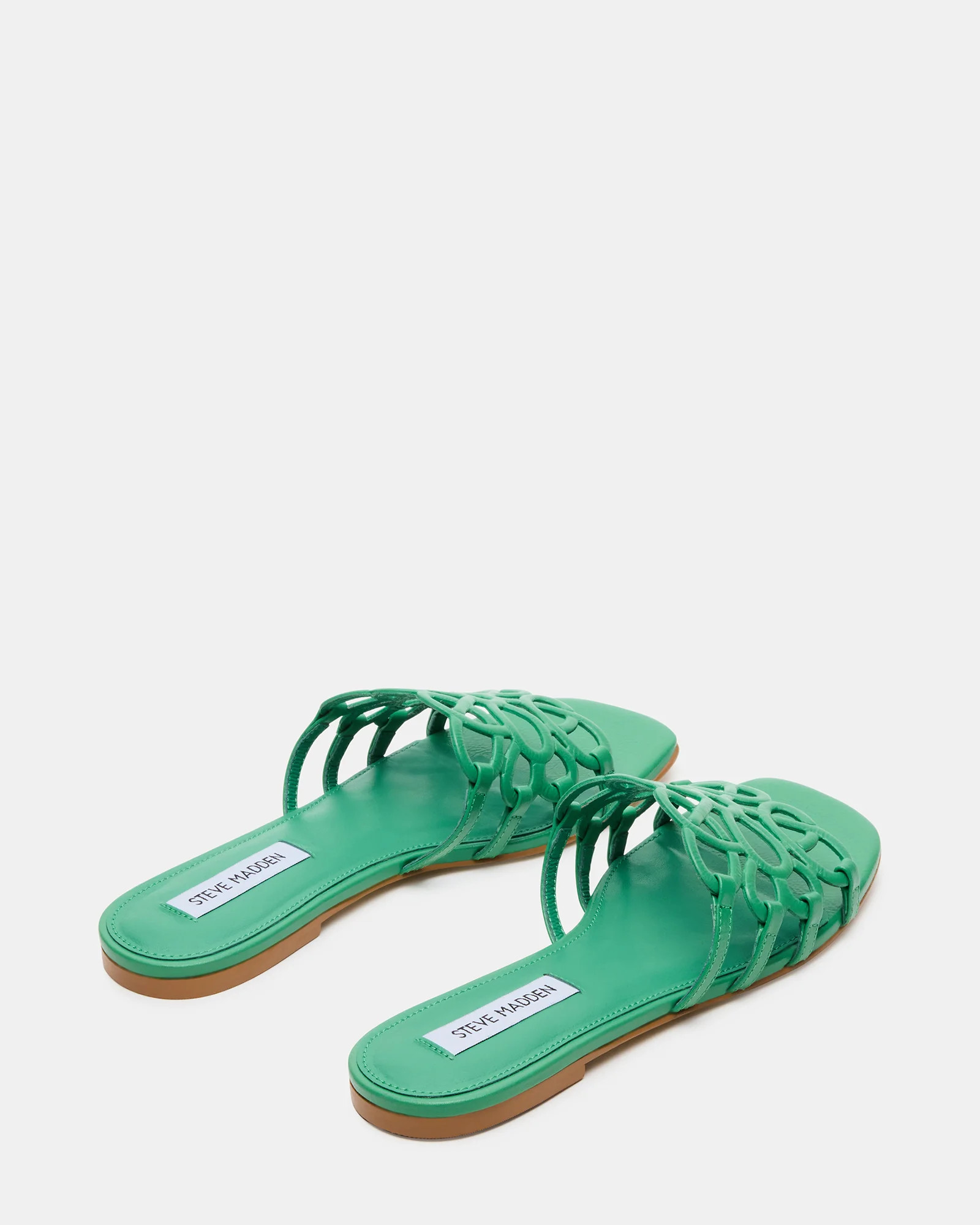 LOTUS Green Leather Square-Toe Slide Women's Sandal | Steve Madden (US)