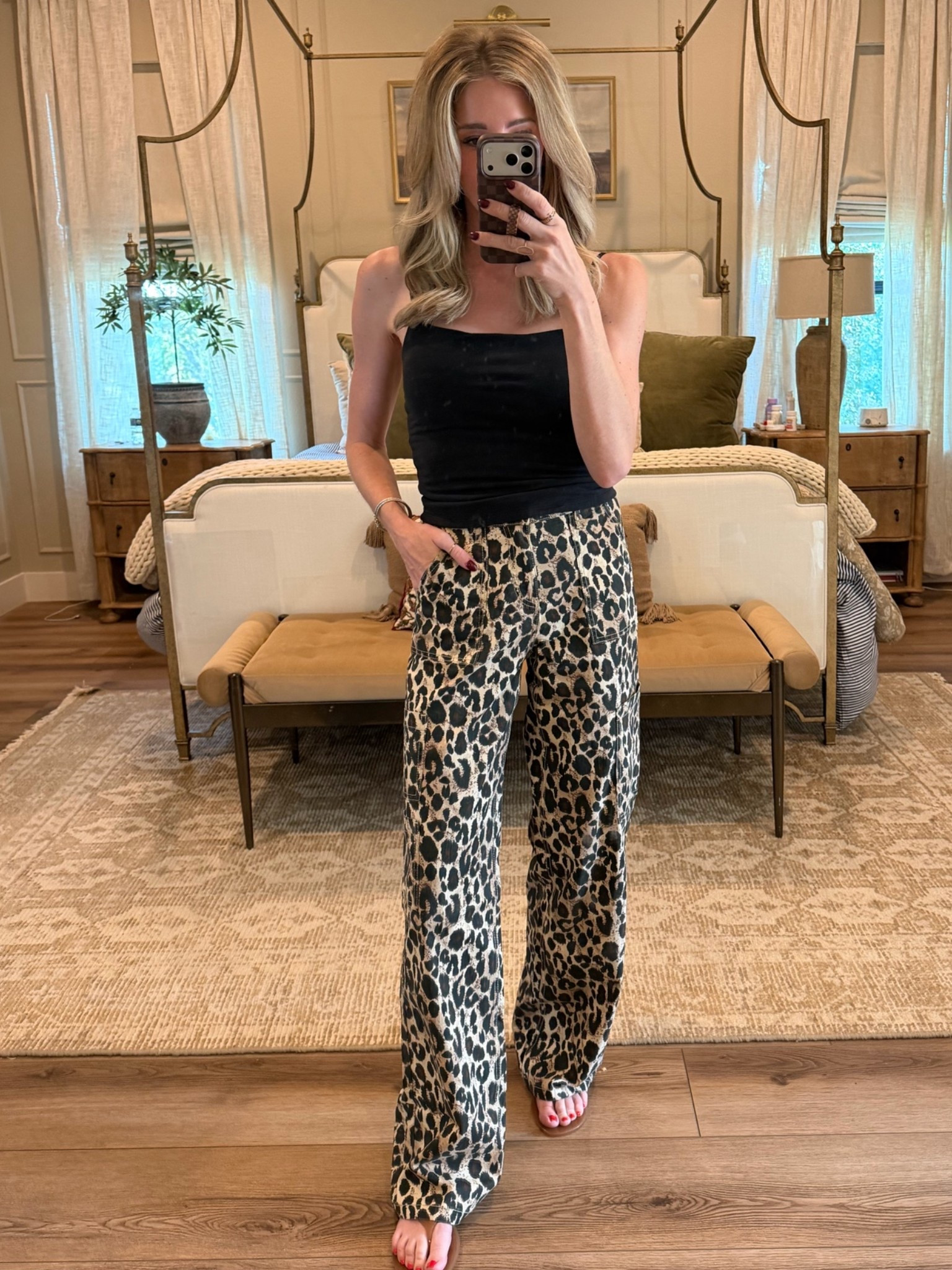 I couldn’t resist another print in some of my favorite pants. These are just like the camo ones I have and love! I wear a long and I’m 5’6”