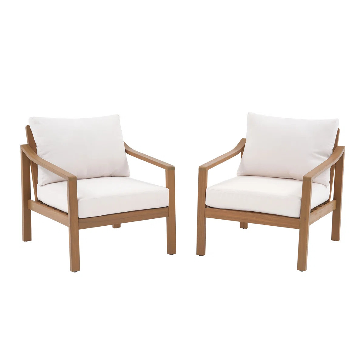 Solid Wood Patio Chair with Cushions (Set of 2) | Wayfair North America