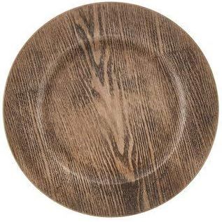 Wood Decorative Charger Plates Rustic Wedding Wood Design Chargers (Set of 4) | Amazon (US)