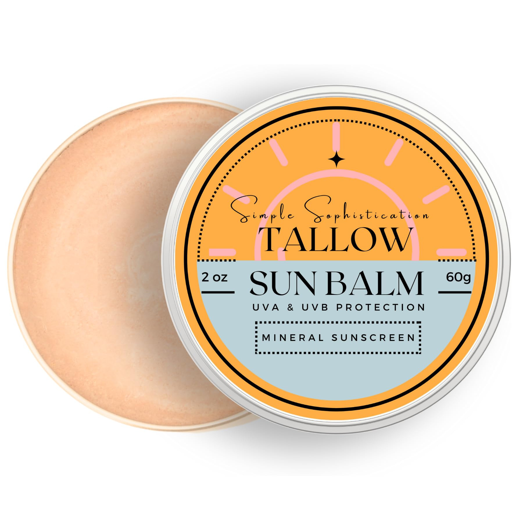 Tallow Sun Balm, tinted - with grassfed tallow, castor oil, zinc oxide | Mineral Sunscreen | Natu... | Amazon (US)