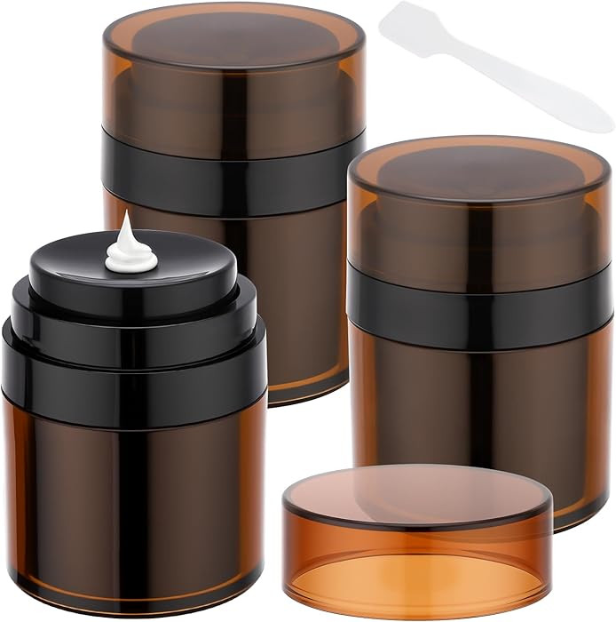 Segbeauty 1oz Refillable Small Airless Pump Jar Amber, 3pcs Empty Travel Size Cream Containers, M... | Amazon (US)