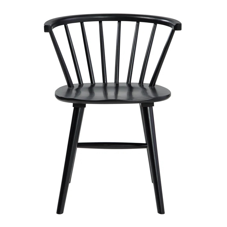 Farleigh Hungerford Solid Wood Windsor Back Side Chair in Black (Set of 2) | Wayfair North America