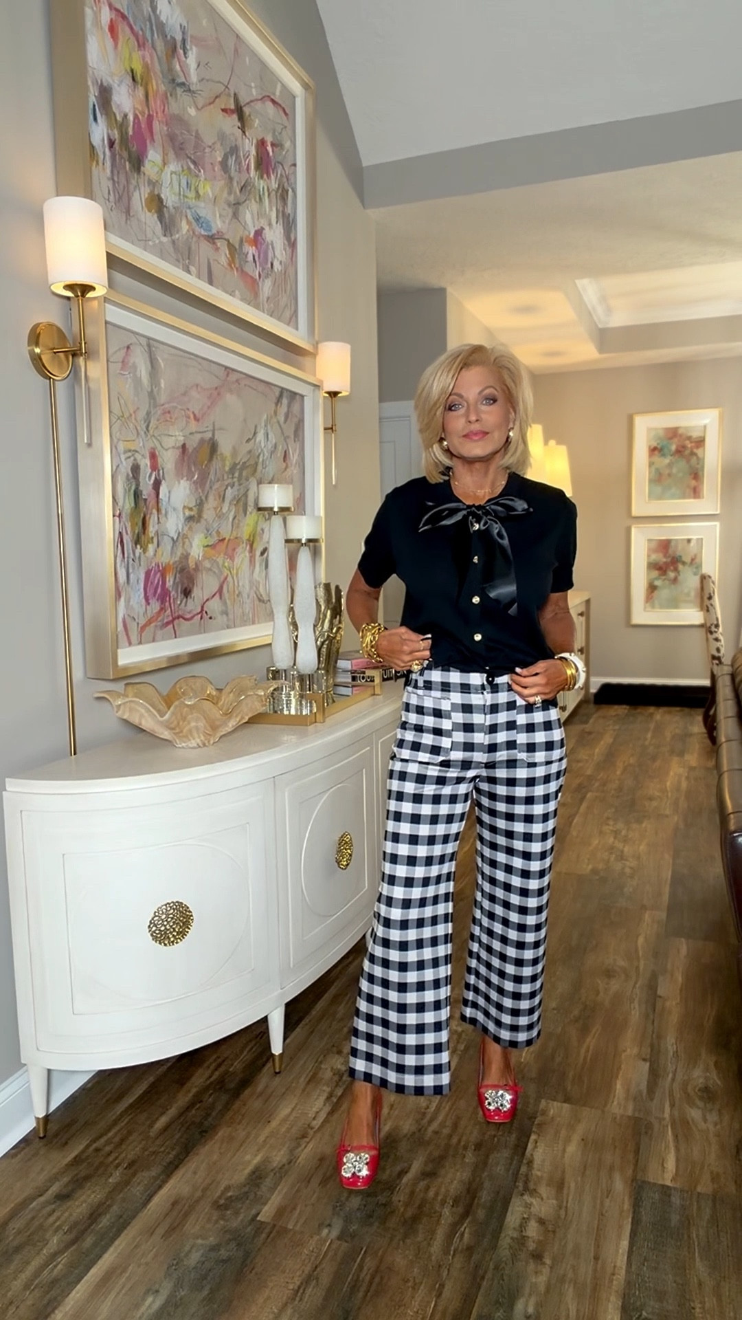 These are beautiful & have stretch!! I’m wearing a 27 in my pants & med in my bow cardi.  (My shoes are Frances Valentine & I’m sorry but I couldn’t find any to link) 

#LTKSaleAlert #LTKMothersDay #LTKvlog