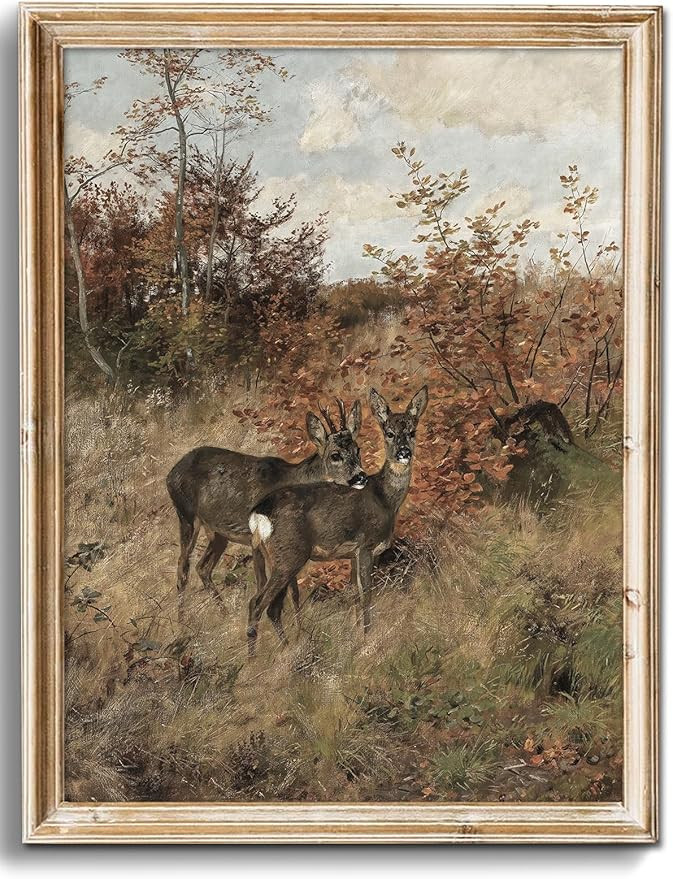 Uniro Vintage Fall Wall Art for Bedroom Decor, Rustic Farmhouse Wall Decor Autumn Deer Countrysid... | Amazon (US)