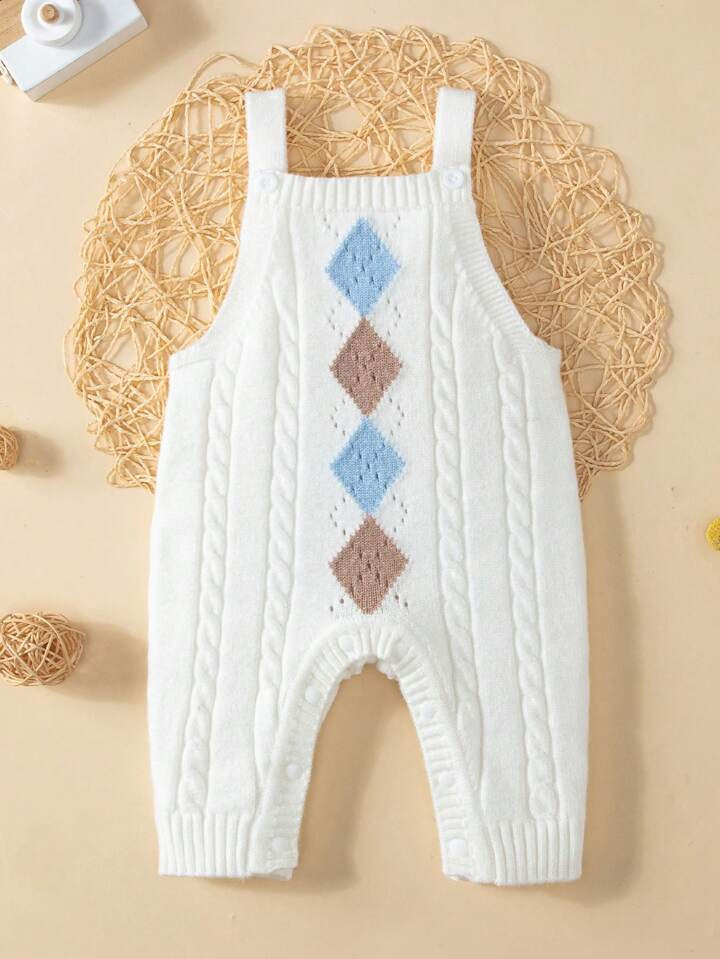Baby Boy Argyle Pattern Cable Knit Jumpsuit | SHEIN