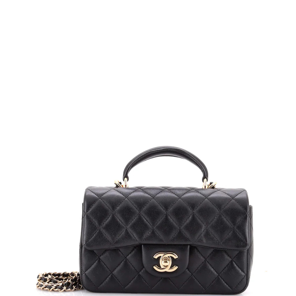 Classic Single Flap Top Handle Bag Quilted Lambskin Mini | Rebag