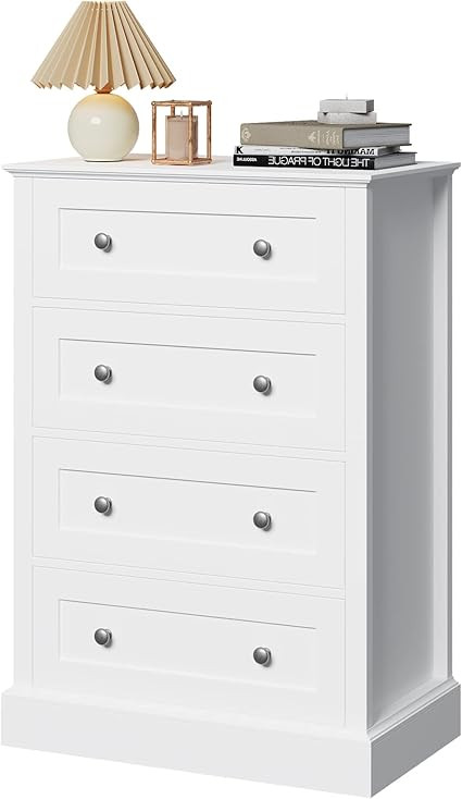 FACBOTALL 4 Drawer Dresser, Small White Dresser with 4 Drawers, Chest of Drawers Hallway Living R... | Amazon (US)