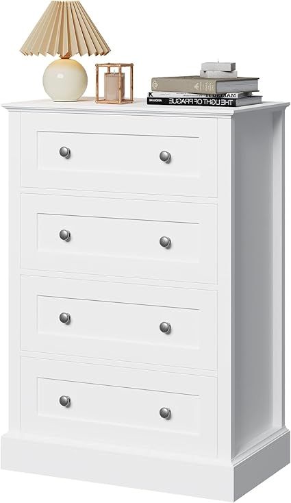 FACBOTALL 4 Drawer Dresser, Small White Dresser with 4 Drawers, Chest of Drawers Hallway Living R... | Amazon (US)