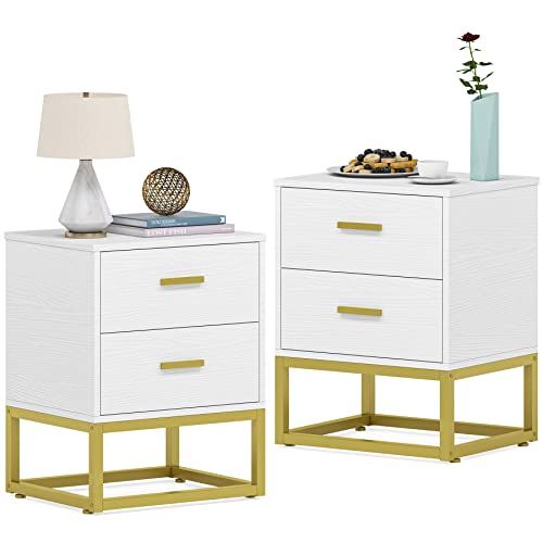 End Table Nightstands with 2 Storage Drawers, Modern Night Stands for Bedrooms Livingroom Bedside Ta | Amazon (US)