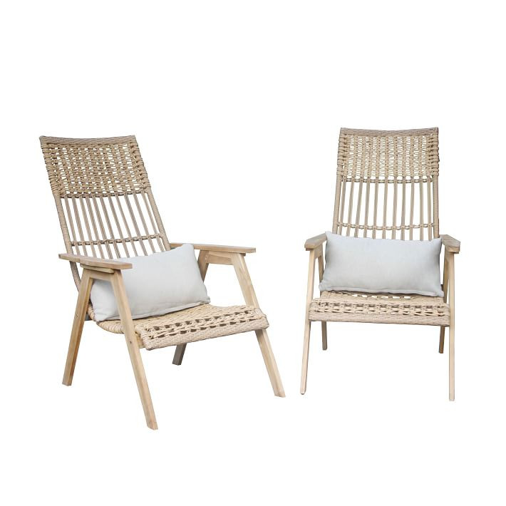 Teak & Wicker Outdoor Lounge Chair (Set of 2) | West Elm (US)