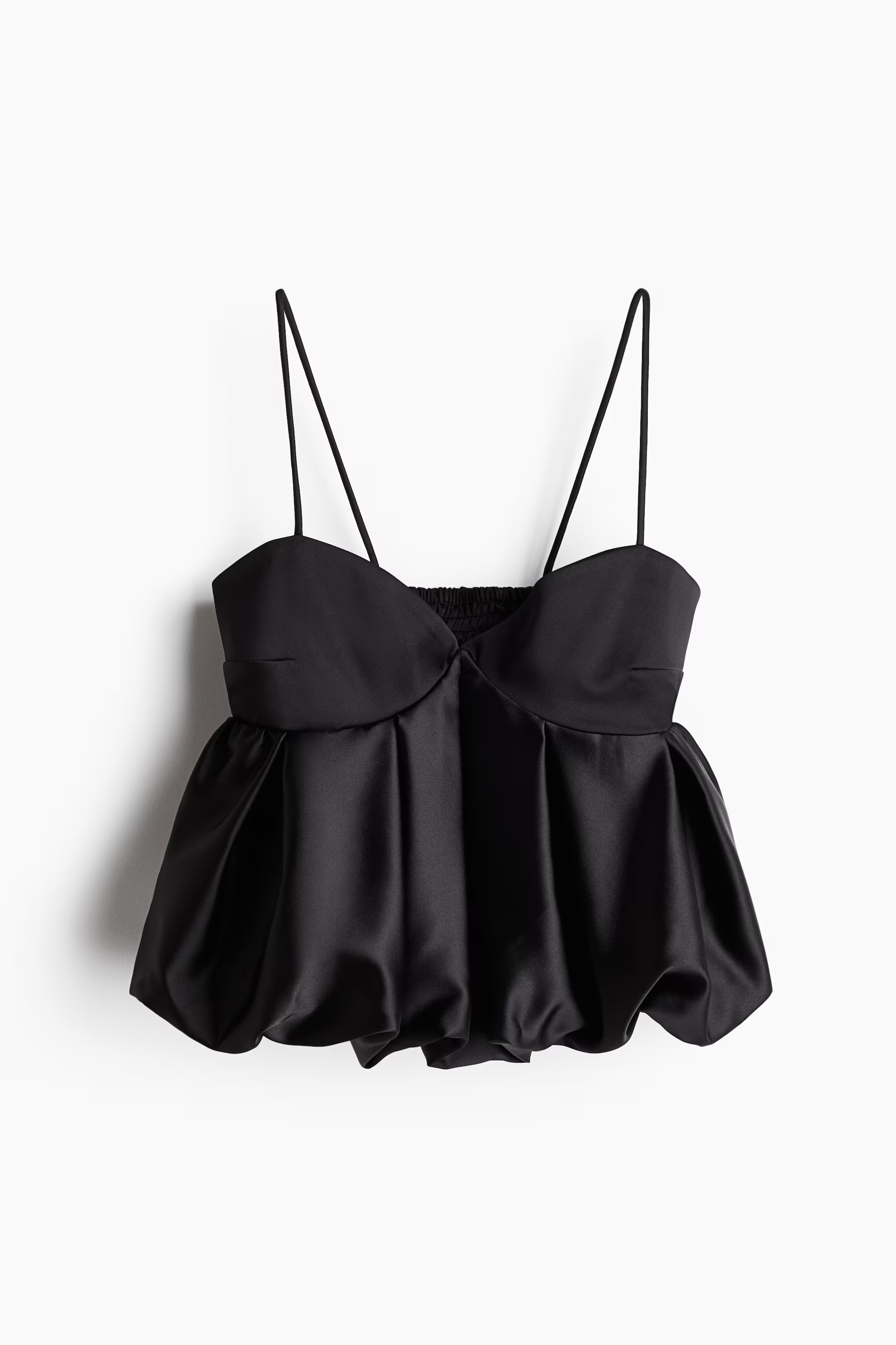 Bubble-hem strappy top - Black - Ladies | H&M GB | H&M (UK, MY, IN, SG, PH, TW, HK)