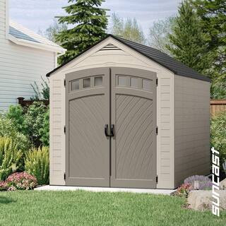 Suncast Vista 7 ft. W x 7 ft. D Plastic Resin Storage Shed with Floor (50 sq. ft.) in Colonnade (... | The Home Depot