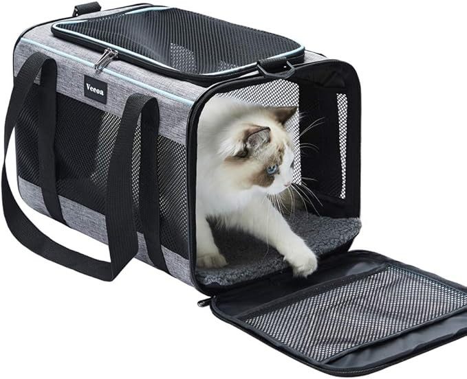 Vceoa 17.5x11x11 Inches Cat, Dog Carrier for Pets Up to 16 Lbs, Soft-Sided Cat Bag Animal Carrier... | Amazon (US)
