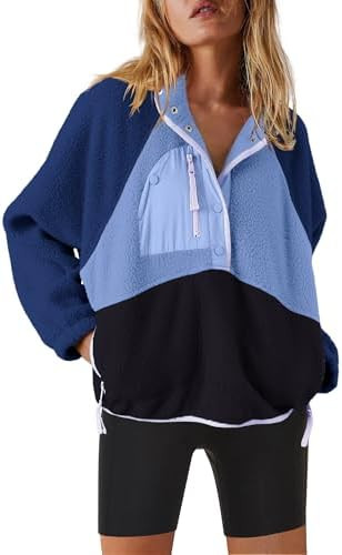 Womens Fleece Pullover Quarter Zip Sherpa Jacket Fuzzy Sweatshirt | Amazon (US)