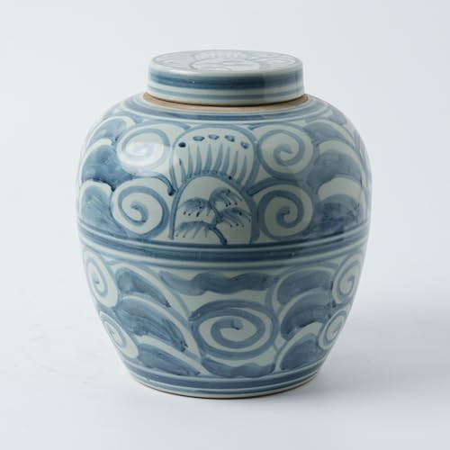 Blue and White Handpainted Ceramic Ginger Jar with Lid Ancient Chinese Oriental Style Multi Purpo... | Amazon (US)