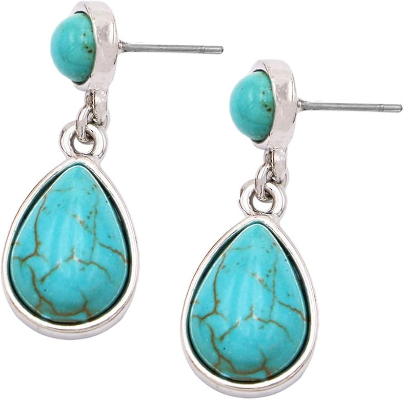 Rosemarie & Jubalee Women's Western Style Dyed Howlite Dangle Teardrop Hypoallergenic Statement Earr | Amazon (US)