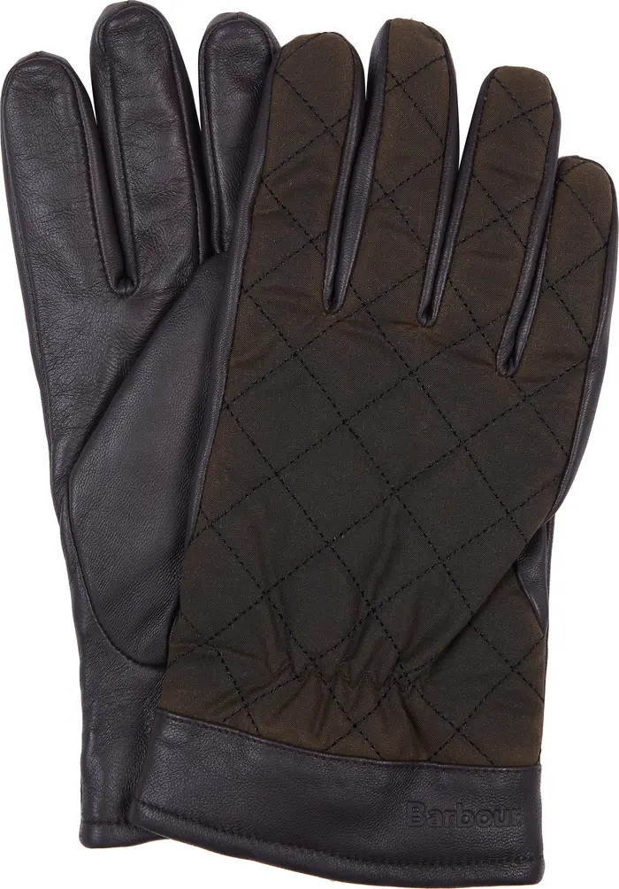 Barbour Dalegarth Leather & Waxed Cotton Gloves | Nordstrom | Nordstrom