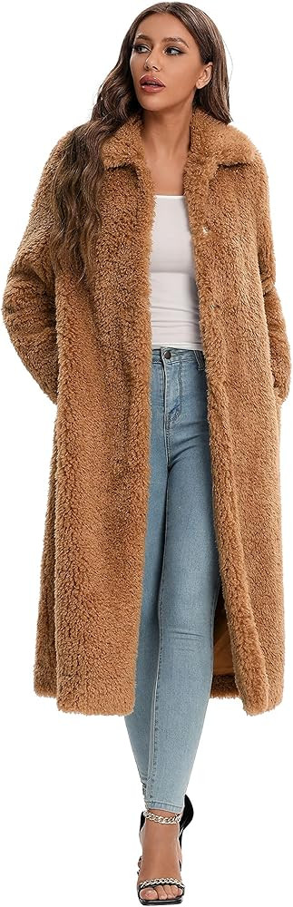 Women Faux Fur Winter Coats Open Front Long Cardigan Coat Warm Women's Fuzzy Fleece Jacket Overco... | Amazon (US)
