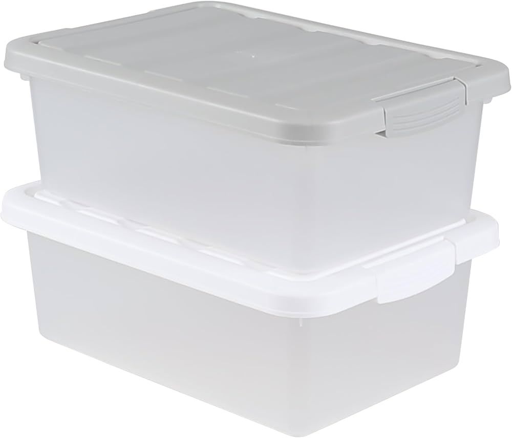 Cand 2 Pack Plastic Storage Bins with Lids, Latching Totes for Storage, 14 Qt Plastic Latching Bo... | Amazon (US)