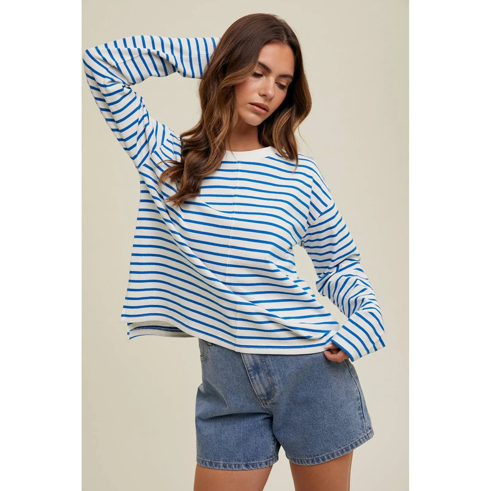 STRIPED BASIC KNIT TOP | June+Grey