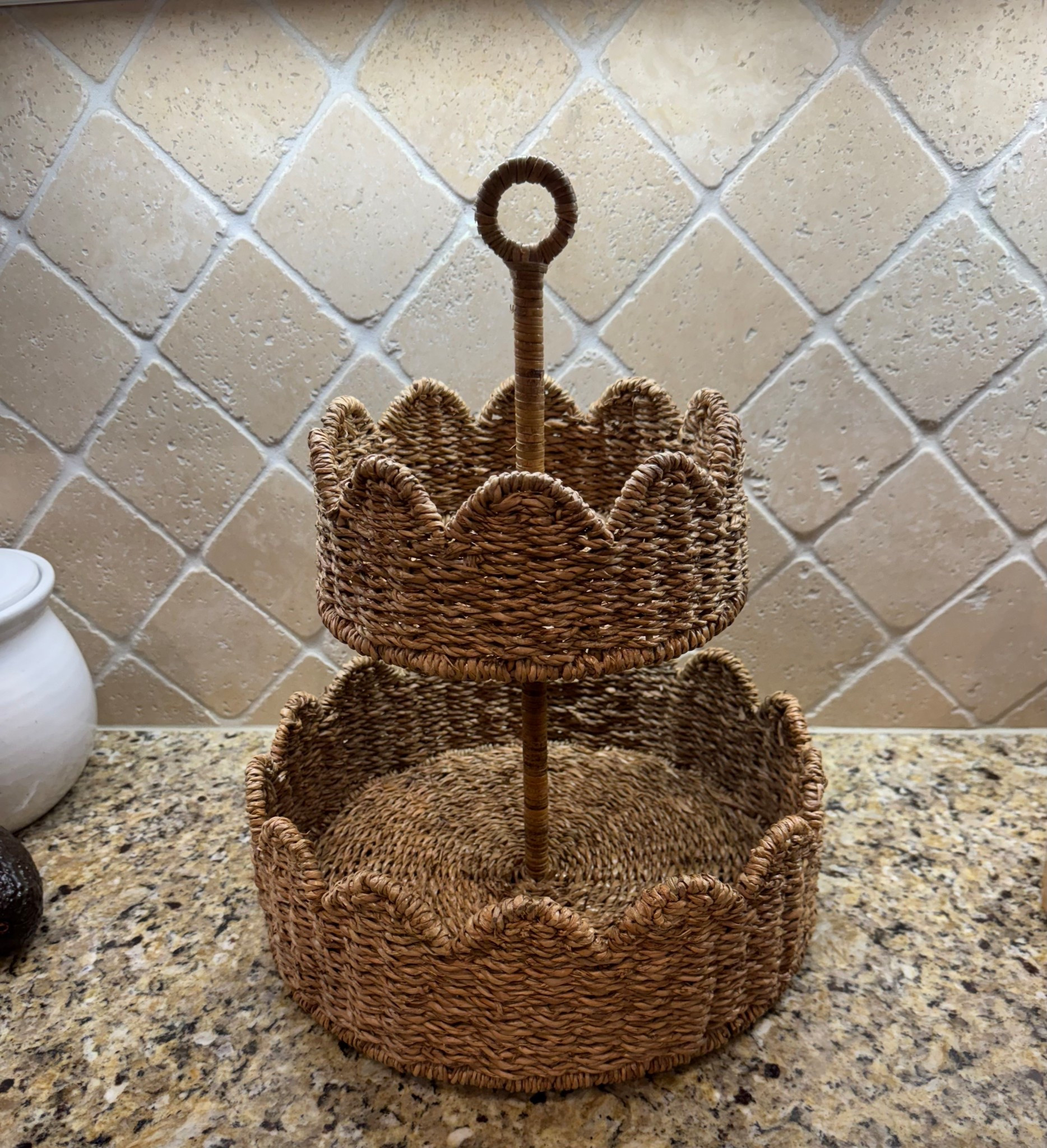 This tiered basket is such a cute addition to your counter top!