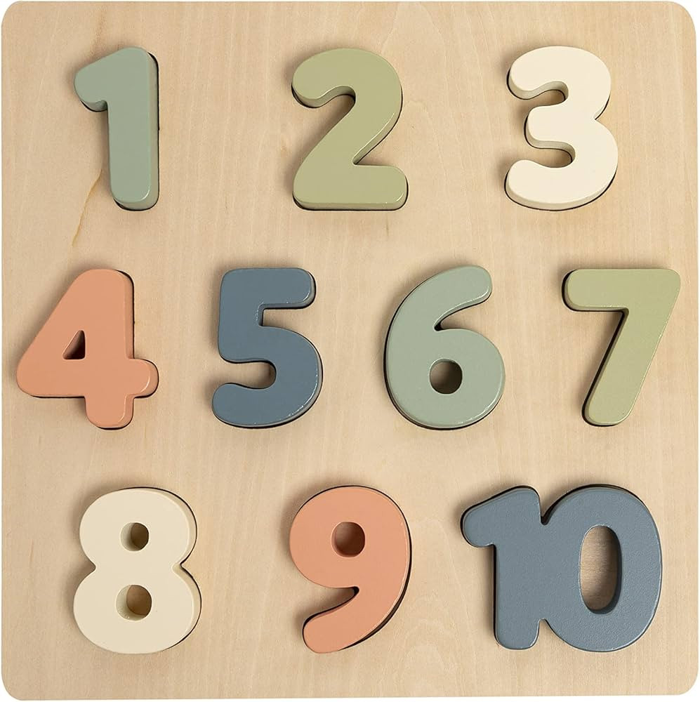 Pearhead Wooden Numbers Puzzle, Colorful Counting, Interactive Learning Board Educational Toy, Mo... | Amazon (US)