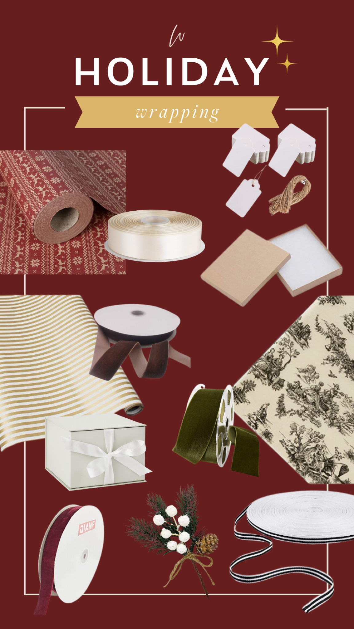 gift wrapping essentials from Amazon! Amazon wrapping paper, Amazon velvet ribbon, Amazon gift boxes and tags

#LTKSeasonal #LTKHoliday #LTKHome