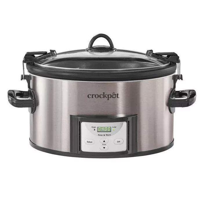 Crock Pot 7qt Cook & Carry Programmable Easy-Clean Slow Cooker - Premium Black Stainless Steel | Target