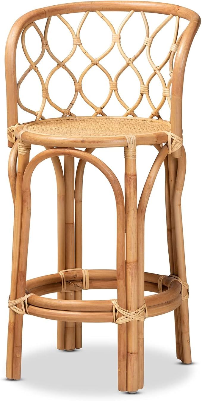 Baxton Studio Diana Modern and Contemporary Natural Finished Rattan Counter Stool | Amazon (US)