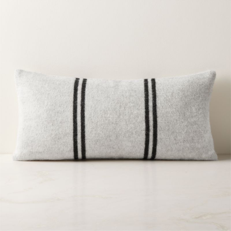 Stripes Ivory and Black Alpaca Throw Pillow with Down-Alternative Insert 23"x11" | CB2 | CB2