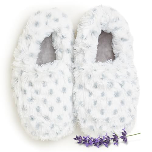 warmies Microwaveable House Slippers for Women - Womens Shoe Sizes 6-10 - Plush, Soft & Fuzzy Indoor Slippers with Backs & Non-Slip Memory Foam Soles - Cozy Warm Ladies Slipper for Winter - Snowy | Amazon (US)