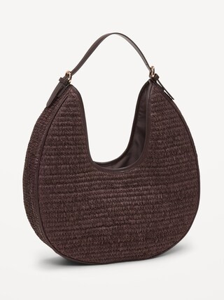 Oversized Raffia Hobo Bag | Old Navy (US)