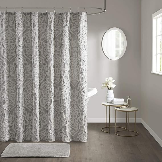 Madison Park Odette Fabric Shower Curtain Luxe Textured Jacquard, Damask Medallion Machine Washab... | Amazon (US)